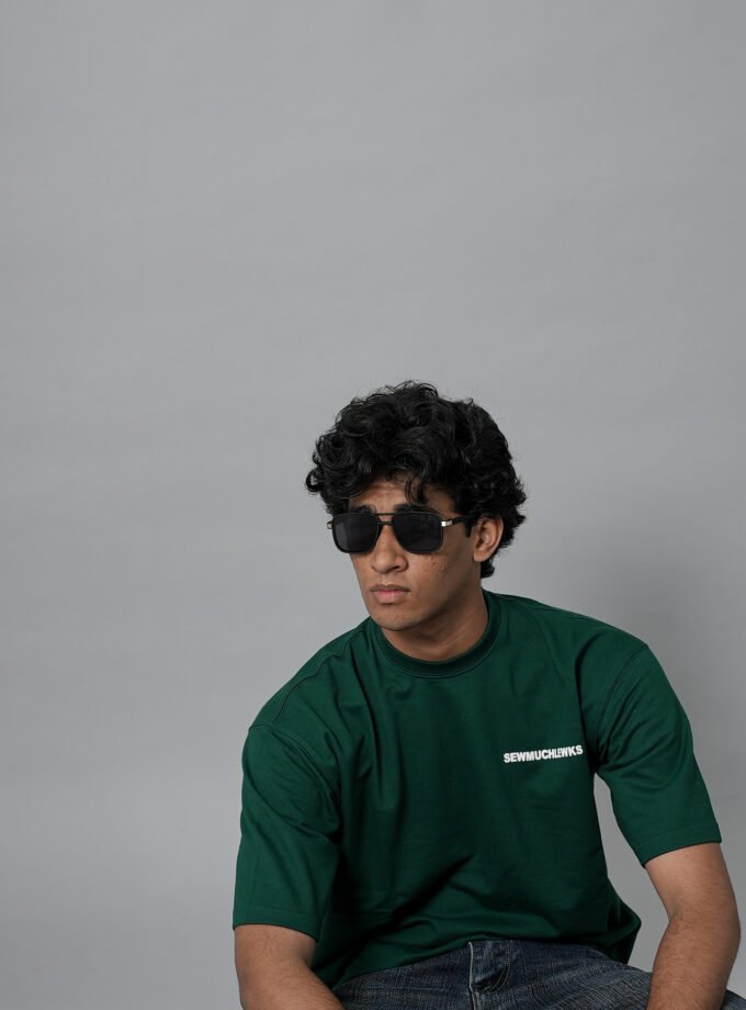 Minimal Logo Oversized Tee – Green