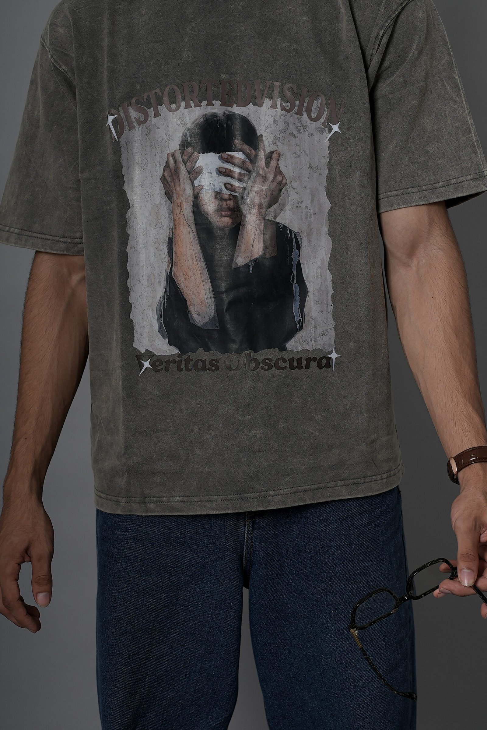 Distorted Vision Washed Tee – Grey - Image 8