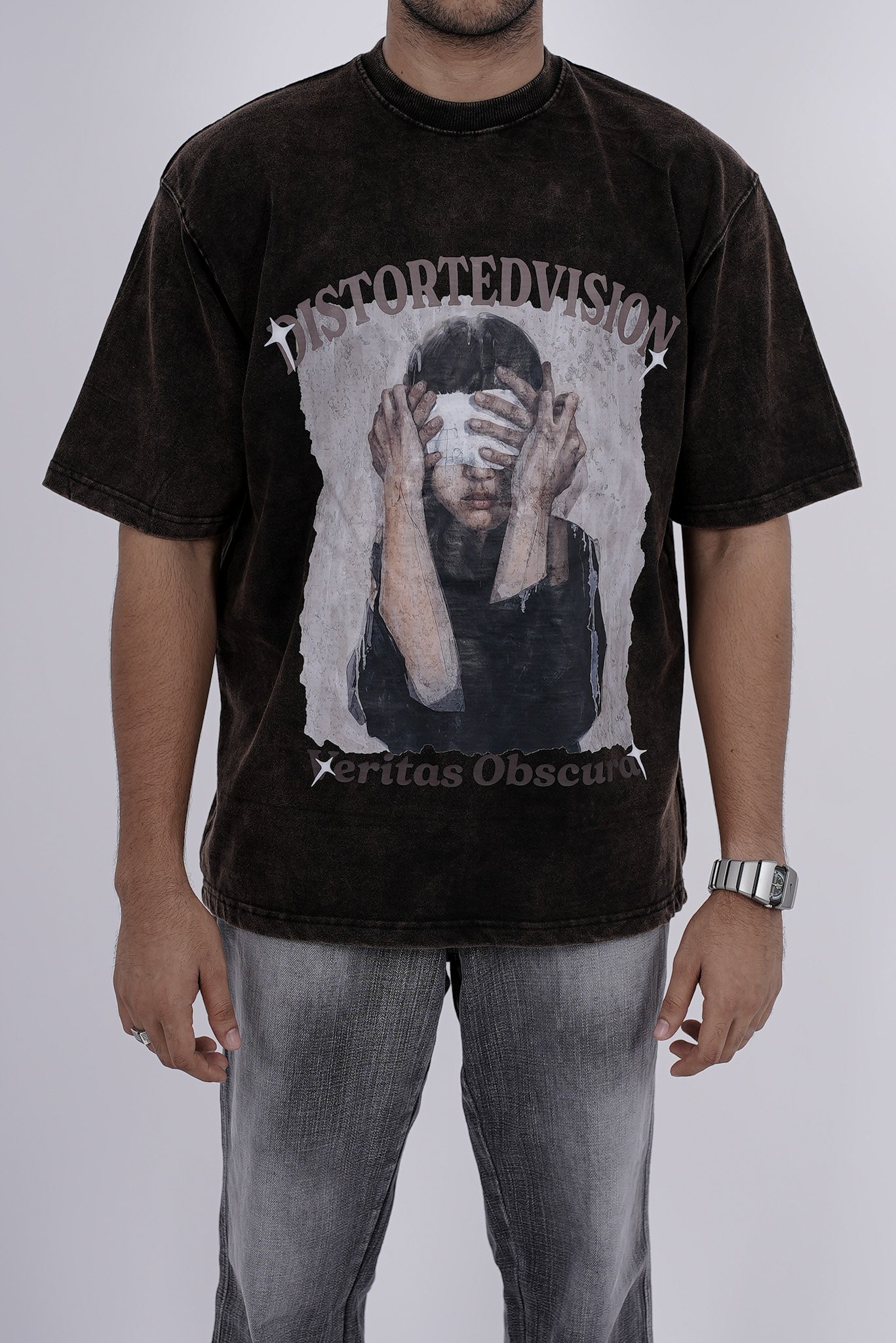 Distorted Vision Washed Tee – Brown - Image 3