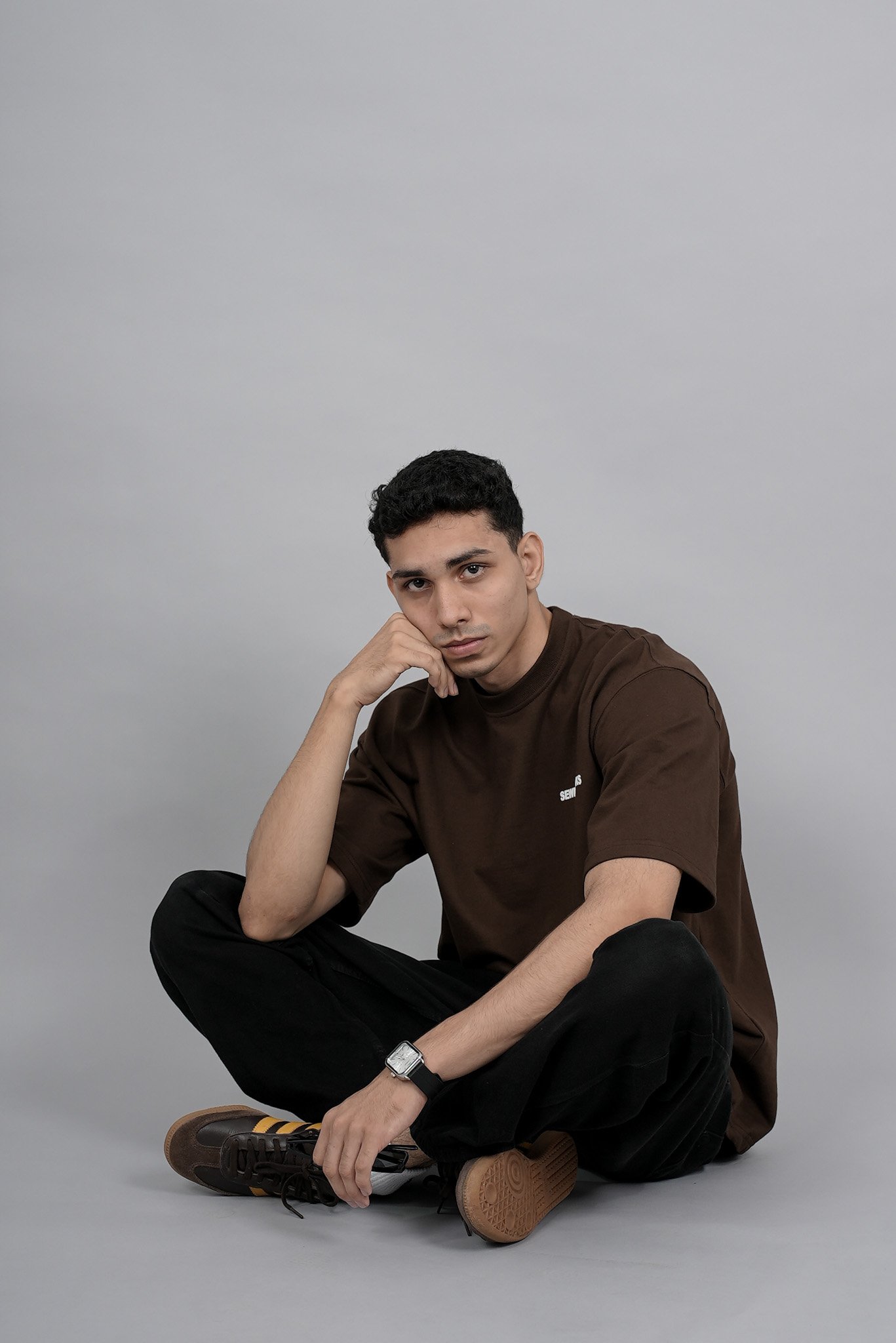 Minimal Logo Oversized Tee – Brown