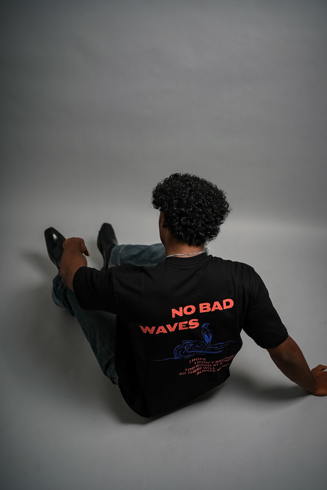 No Bad Waves Premium Oversized Tee – Black - Image 8