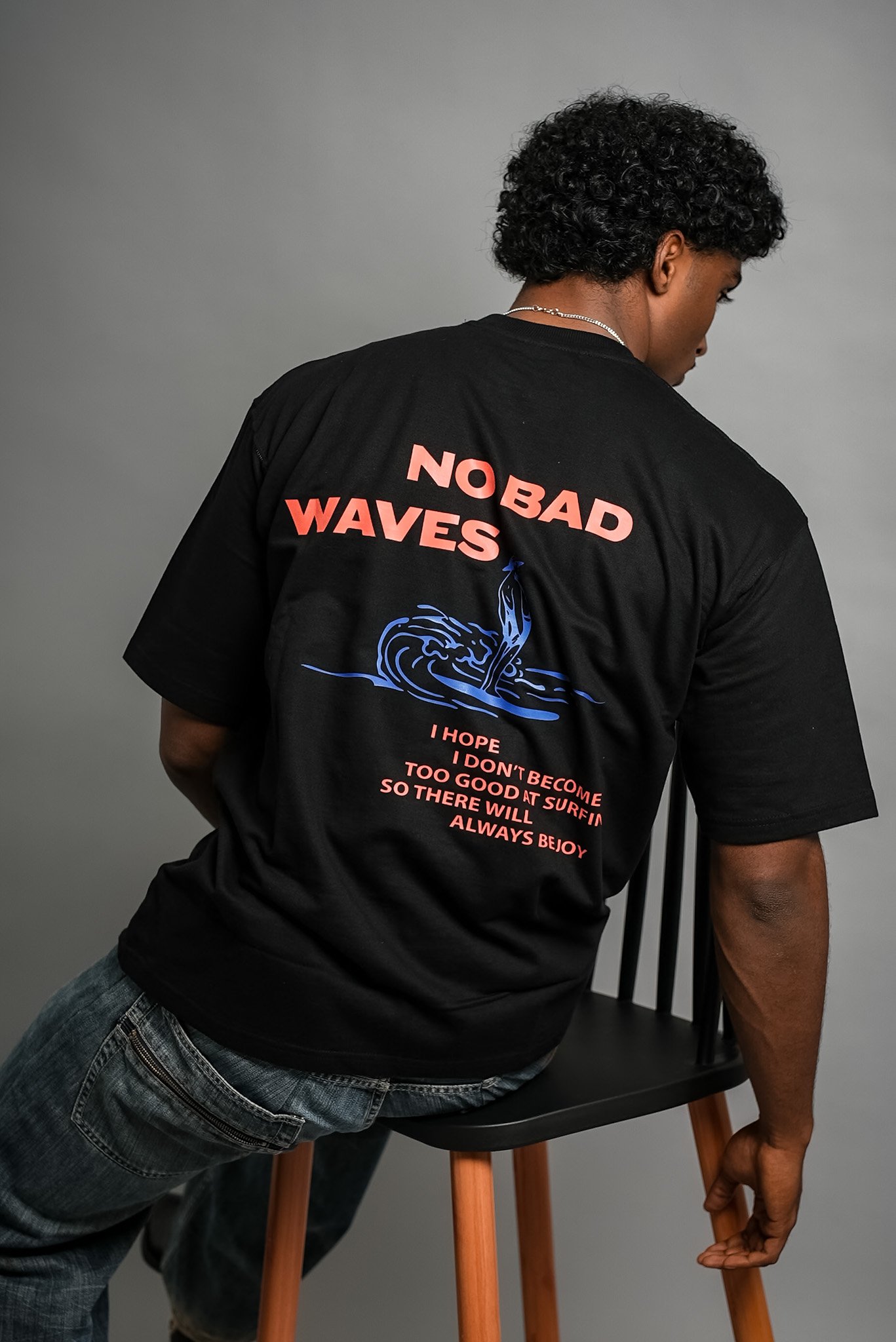 No Bad Waves Premium Oversized Tee – Black - Image 9