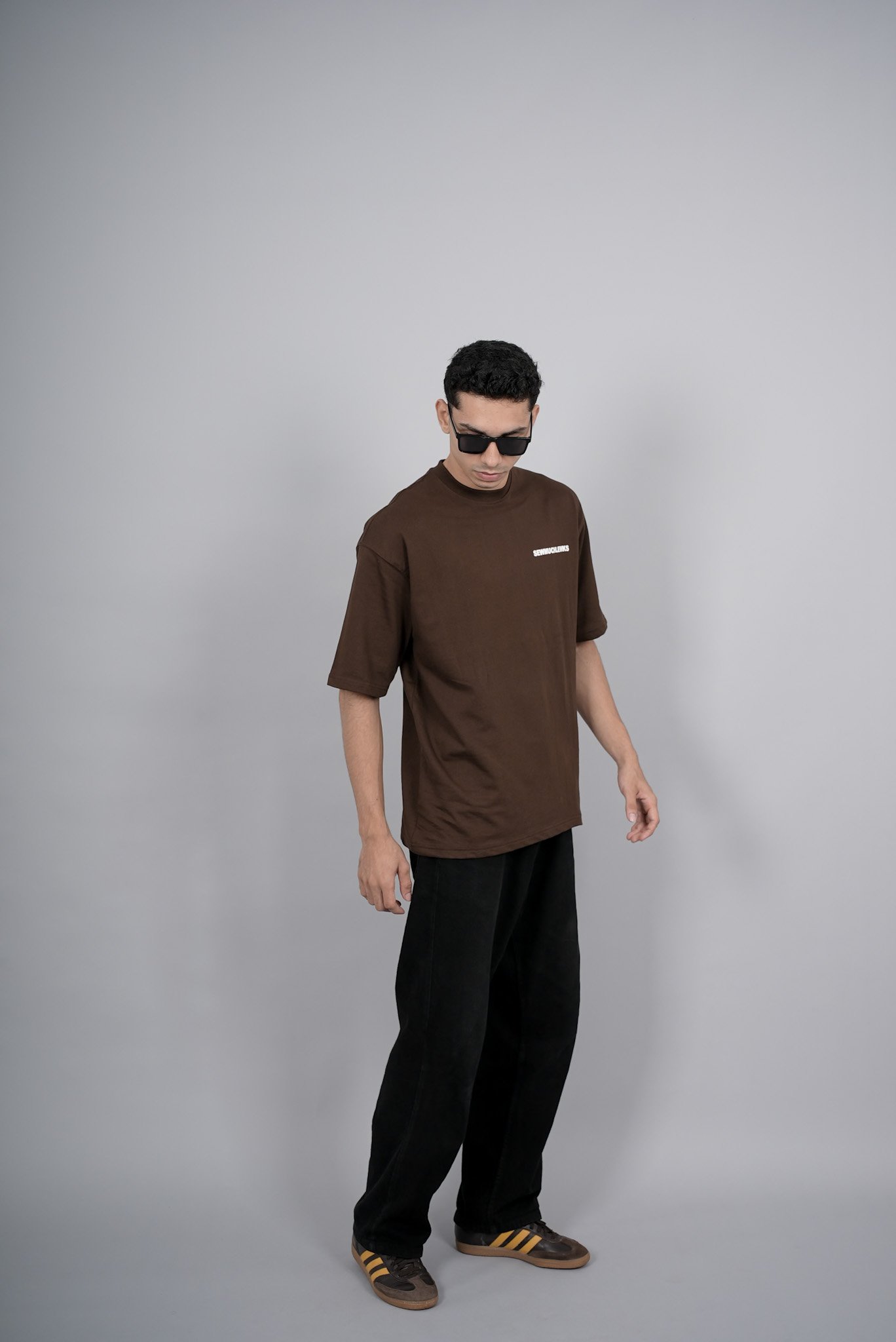 Minimal Logo Oversized Tee – Brown - Image 5