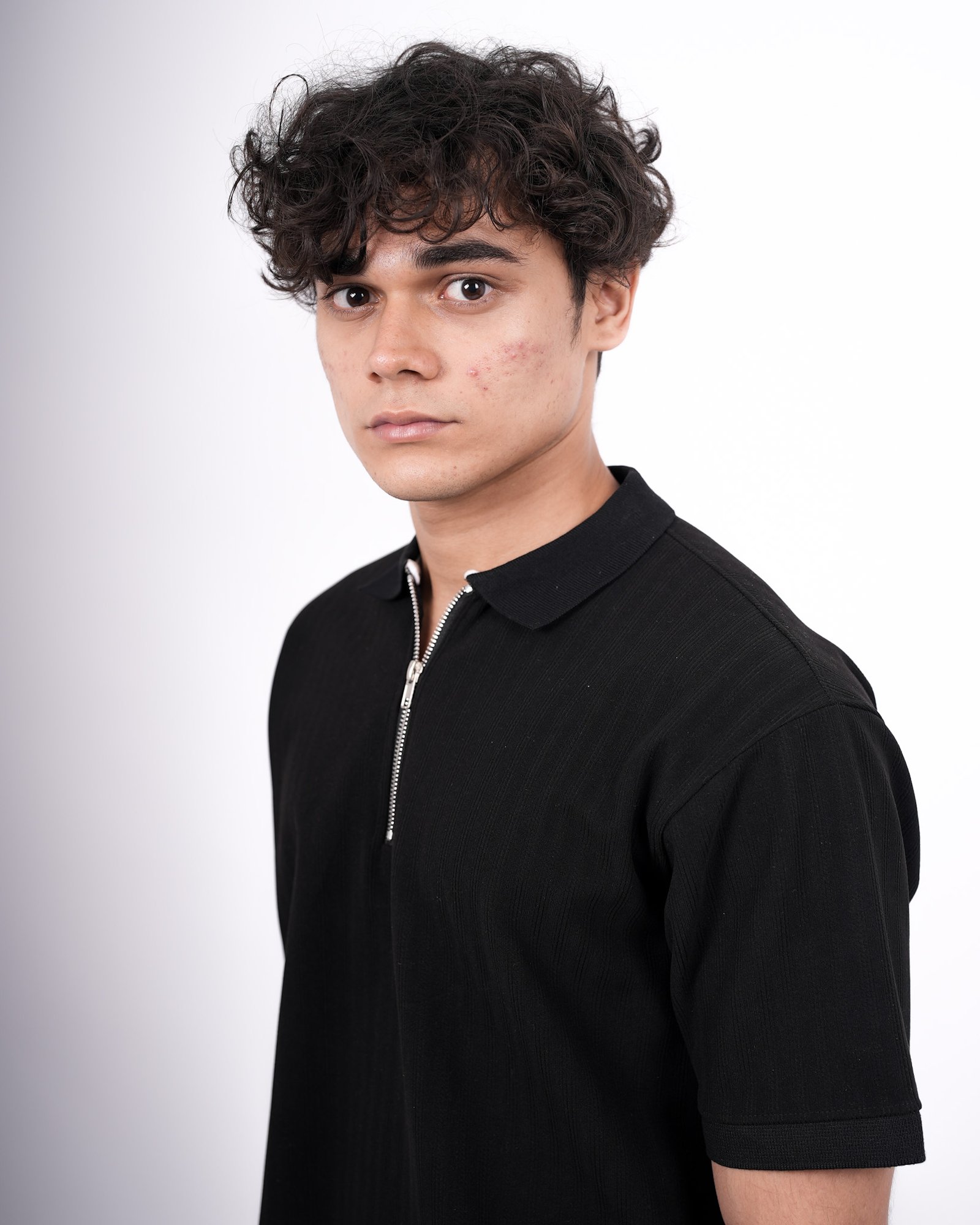Zip Textured Polo – Black - Image 6